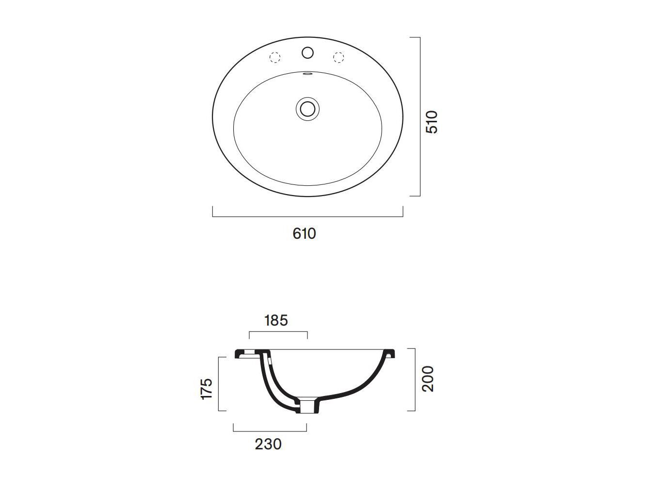 Утопленный овальный умывальник с одной столешницей CERAMICA CATALANO Italy ARCH-00080053 - Вид №1