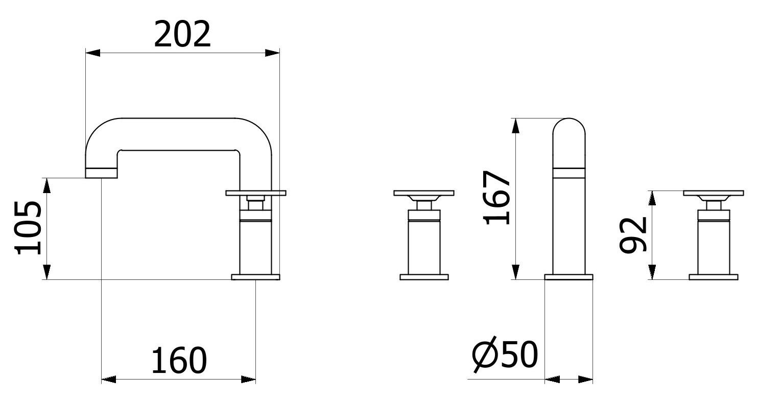 Смеситель для раковины с 3 отверстиями для пола с автоматическим сливом IB Bold ARCH-00060868 - Вид №22