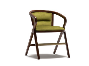 Стул из ткани и ясеня с подлокотниками