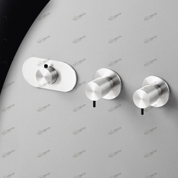 Термостат для душа глянцевая сталь с черной ручкой Toki Radomonte TKI55LCIL22