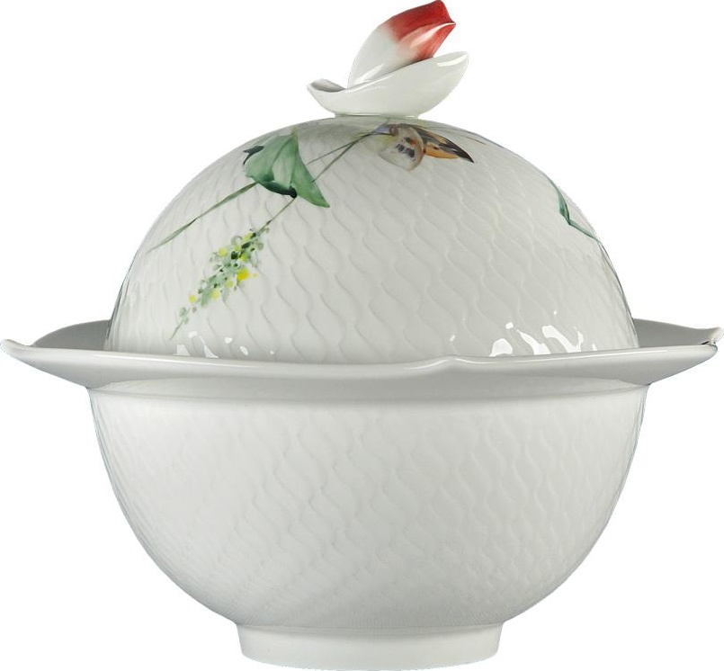 77348 Meissen Сахарница 200мл "Игра волн, рельеф, дикая флора" Фарфор 