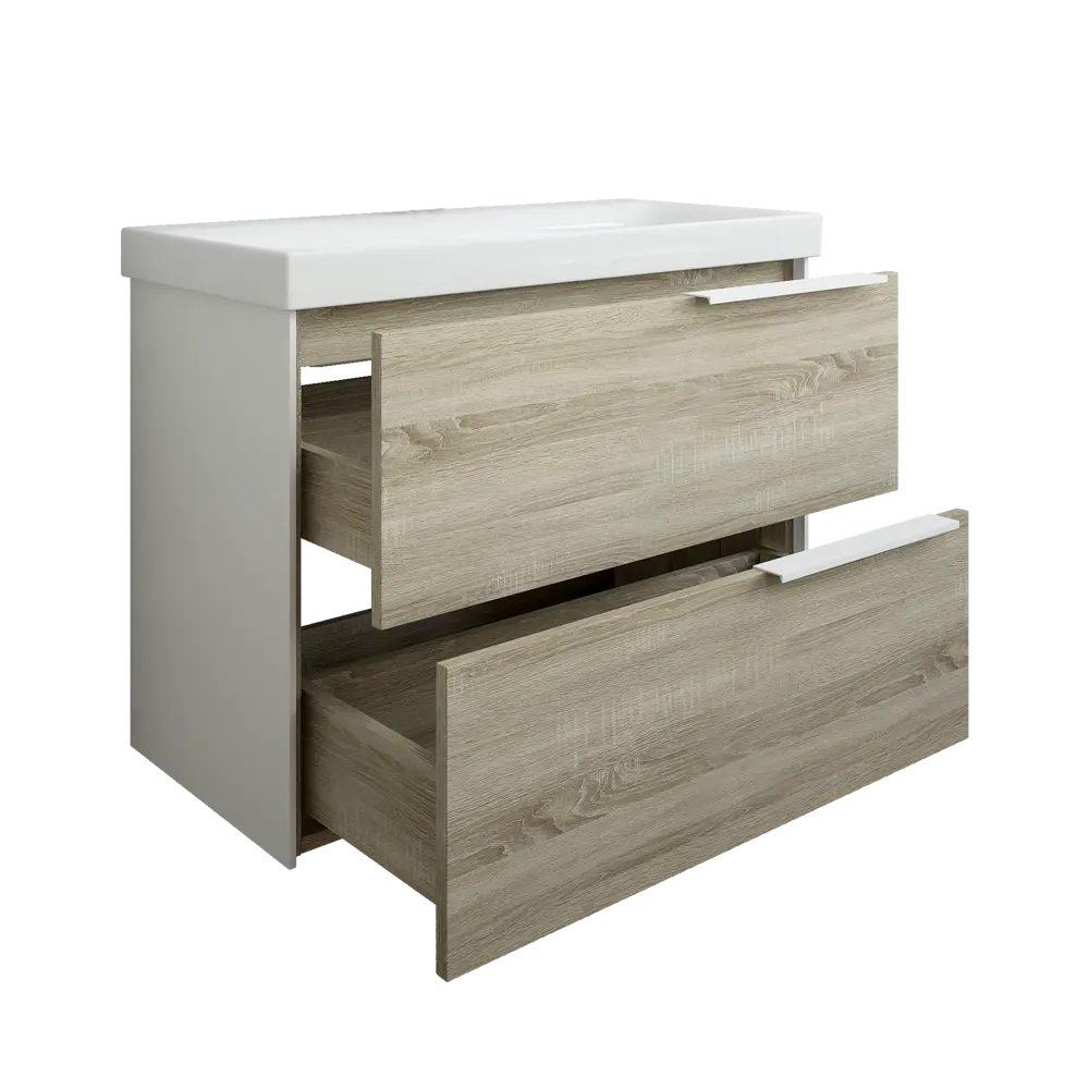 Тумба под раковину подвесная Sanflor Барселона 80 см цвет дуб сонома STLM-2112208 - Вид №2