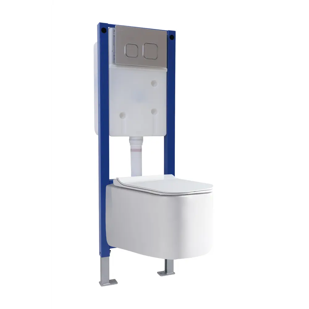 Комплект инсталляция Grant с унитазом Vortex Торнадо безободковый с микролифтом клавиша цвет хром Santreyd STLM-2112188