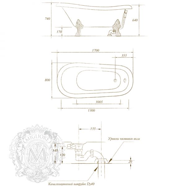 26917 Ванна из литьевого мрамора Migliore Bella - Вид №2