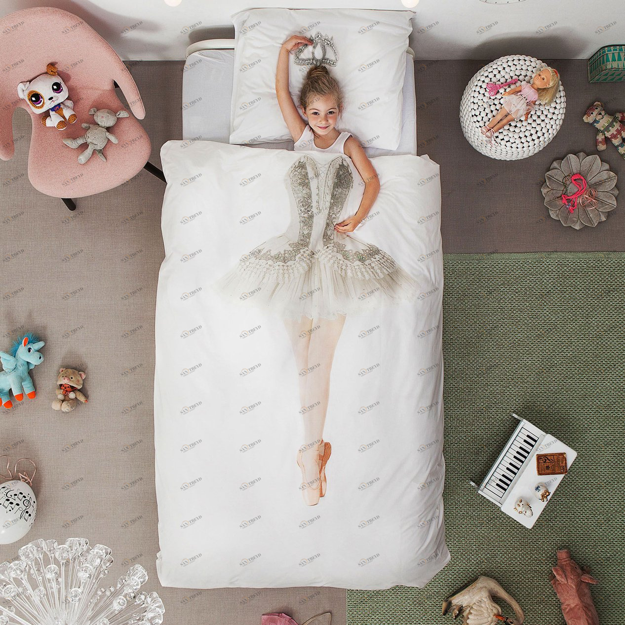 Детское постельное белье односпальное "Балерина" 150х200 см SNURK  335406 Белый 