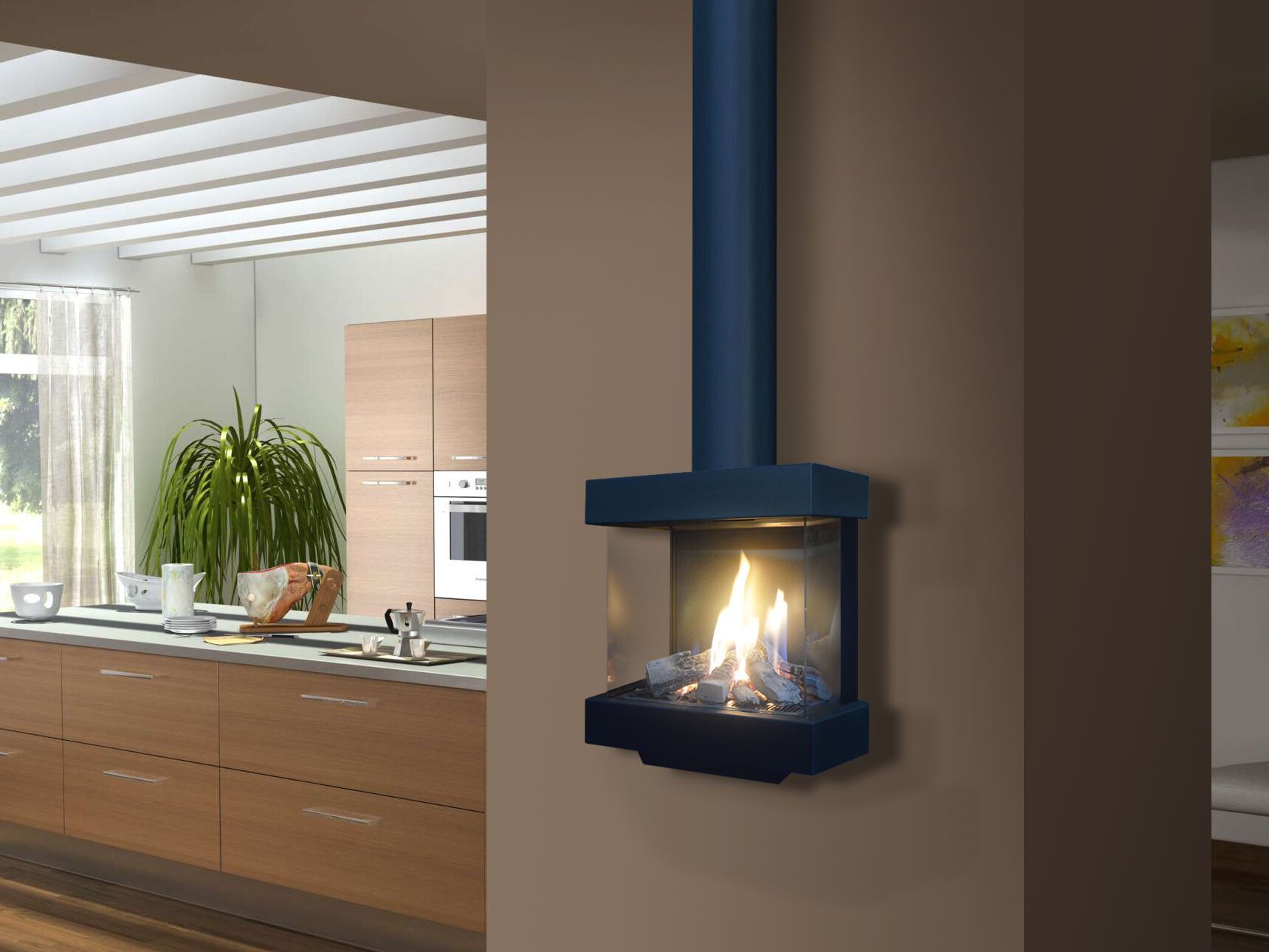 Настенный газовый камин с тройным фасадом ITALKERO SORRENTO ARCH-00141284