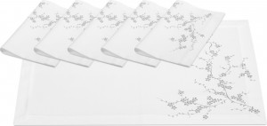 10656884 Weissfee Набор салфеток Weissfee "Блум" 35х50см, 6шт (белый, вышивка серебристая) Ткань
