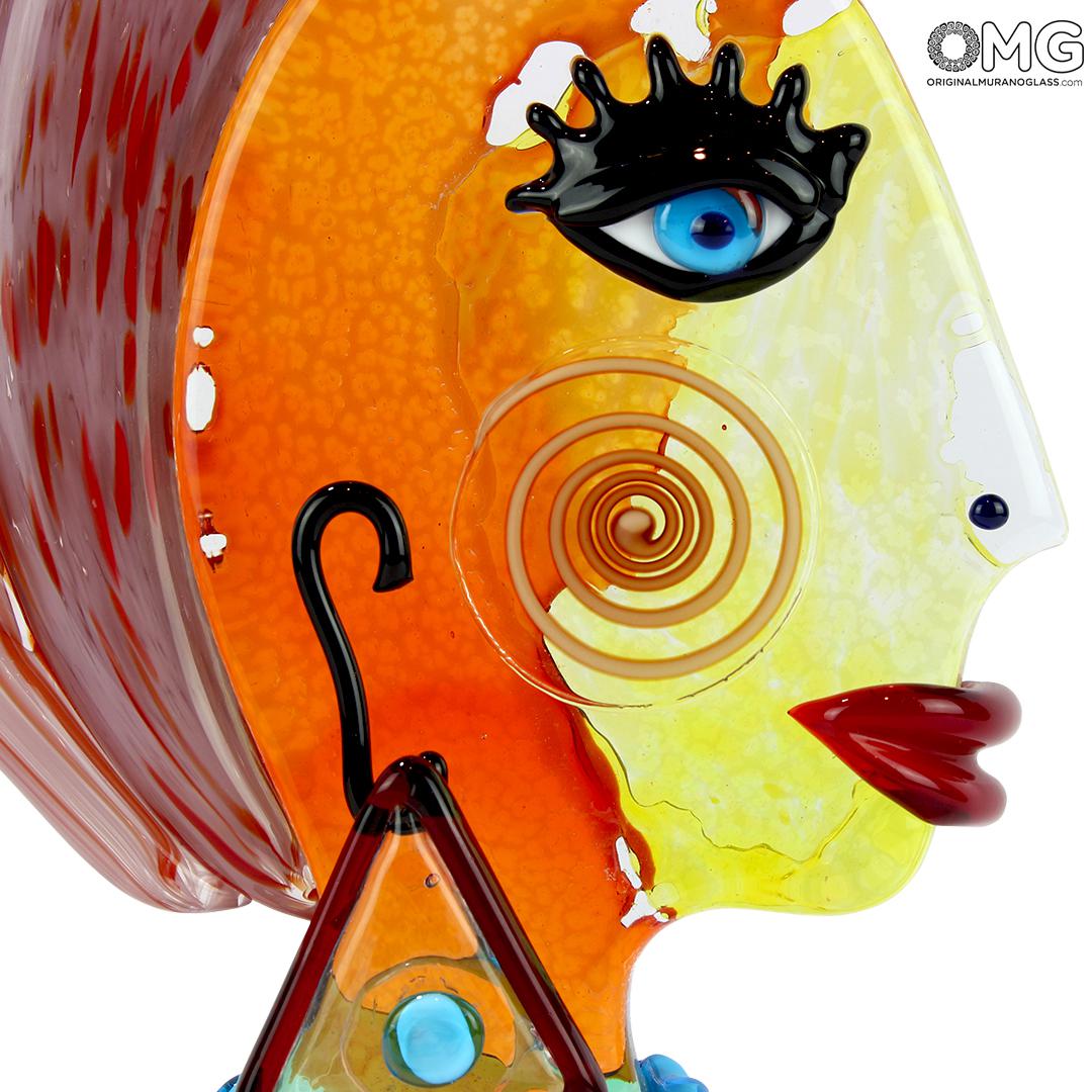 4714 ORIGINALMURANOGLASS Скульптура Голова Женщины - Pop Art - Original Murano Glass OMG 21 см PICASSO - Вид №1