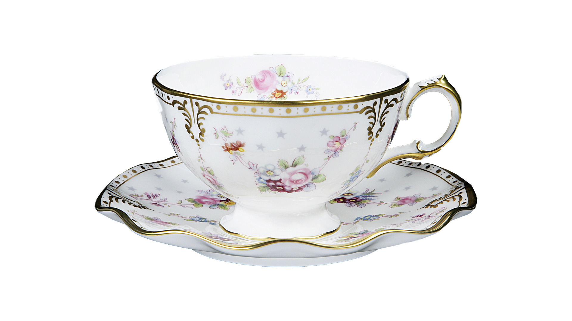 10676168 Royal Crown Derby Сервиз чайный Royal Crown Derby Роял Антуанетта на 6 персон 21 предмет, фарфор Фарфор костяной  - Вид №4