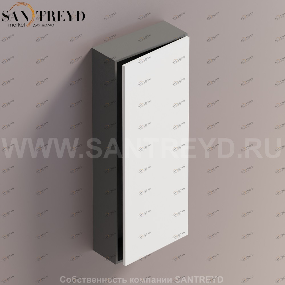 LIFT Модульный шкаф 100 см с правой дверью на доводчиках. Модули могут располагаться горизонтально и вертикально. Отделка: темно-серая краска и белая краска. AMOB053LZLGDX Agape