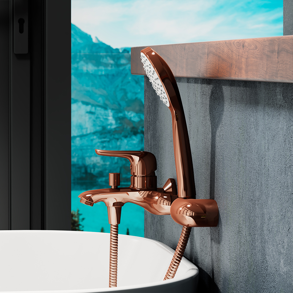 914530000 Bronze душевой набор: 100 мм 1ф наст. держатель шланг 15м Damixa Eclipse - Вид №1