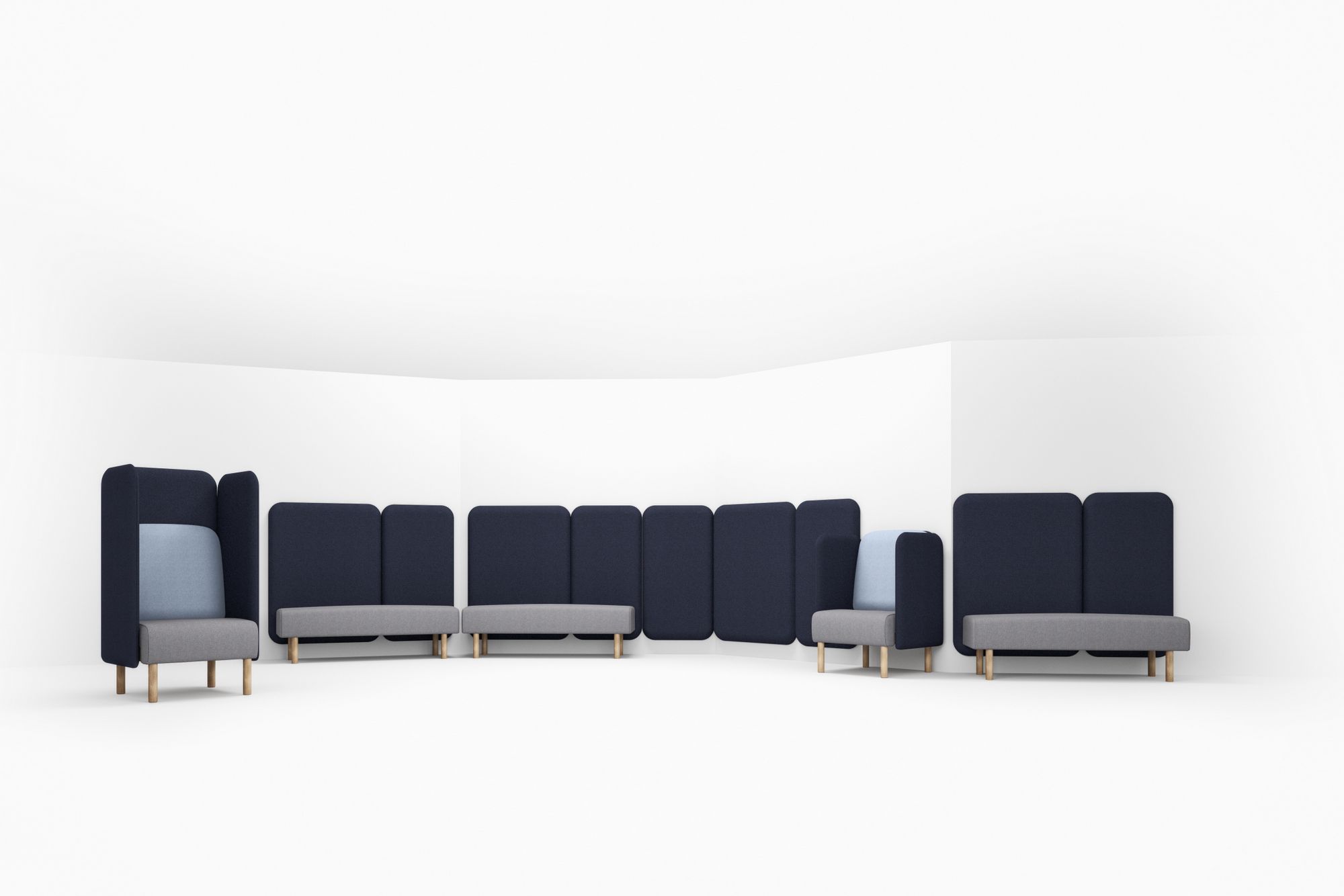 Модульная звукопоглощающая офисная перегородка из ткани Intuit by Softrend август ARCH-00026718