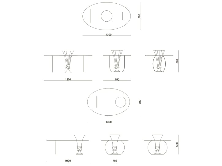 Овальный стеклянный журнальный столик с керамической вазой Paolo Nesi GRACE ARCH-00149877 - Вид №9
