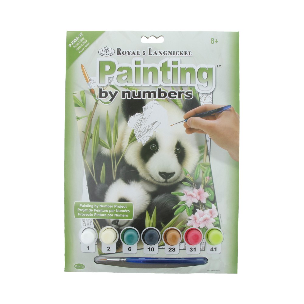 39 Раскраска по номерам 2 "Панда с малышом" PJS ROYAL LANGNICKEL 