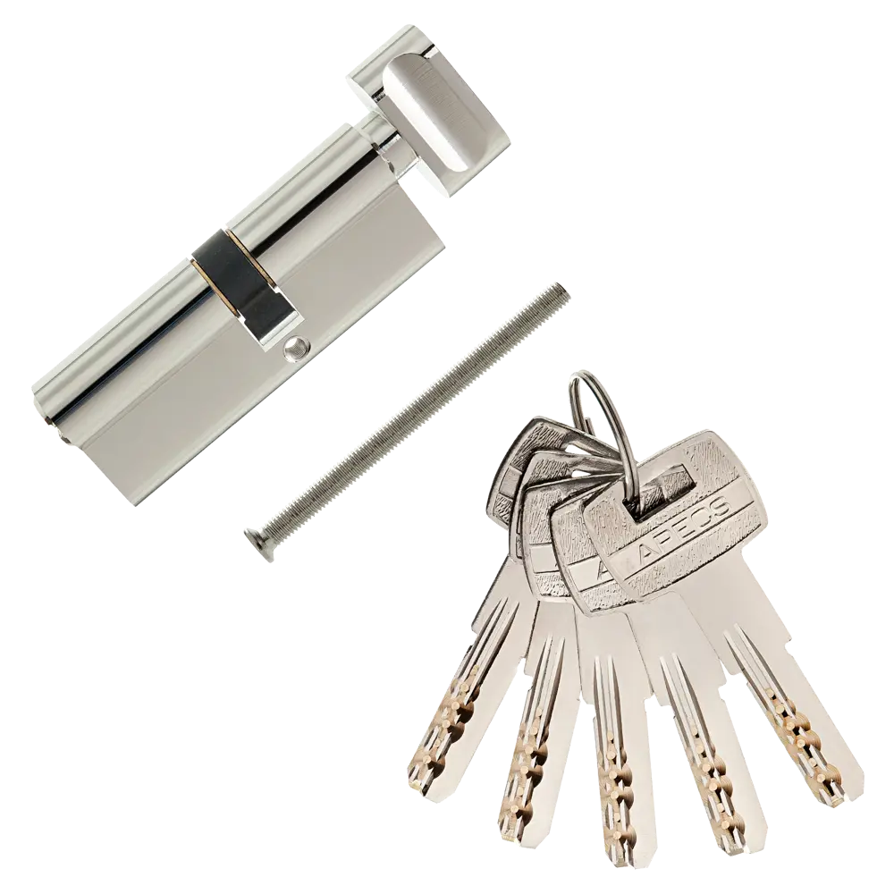 Цилиндр Apecs SM-80(35C/45)-C-NI, 35x45 мм, ключ/вертушка, цвет никель ЦИЛИНДР APECS SM-80(35C/45)-C-NI КЛ-ВЕРТ STLM-2068988 - Вид №1