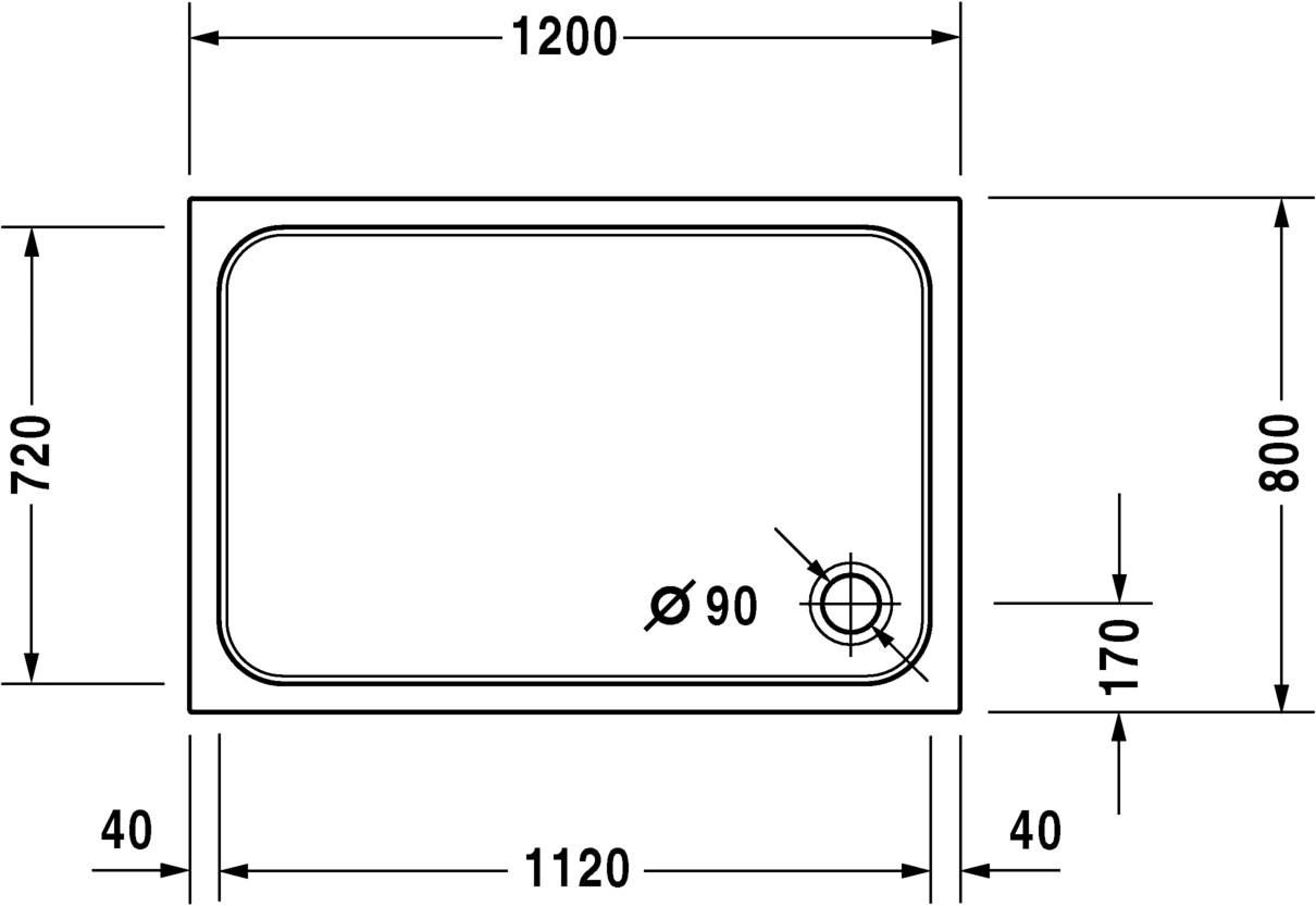 Duravit Поддон для душа прямоугольный из акрила D-code 720113000000000 - Вид №2