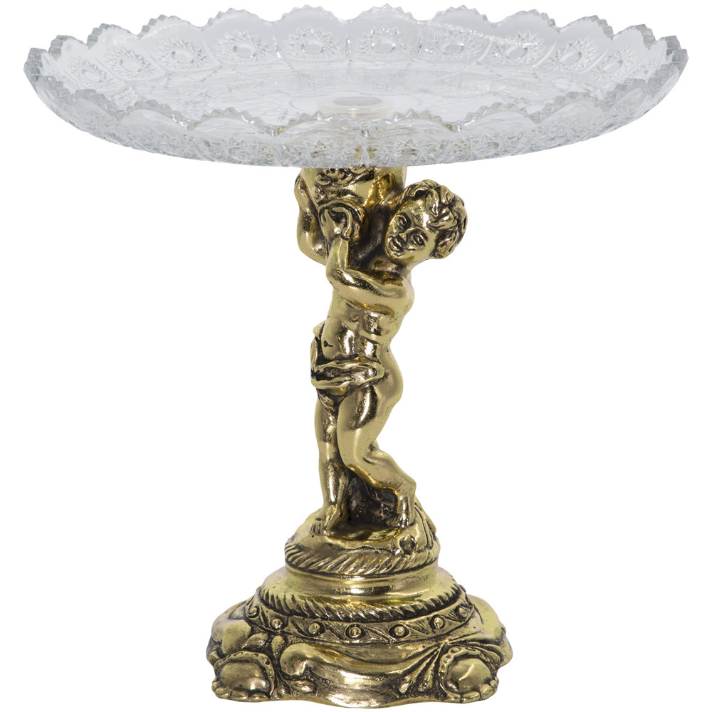 52092 BOGACHO Фруктовница-конфетница Путти с кувшином-5 Бронза мрамор / стекло 