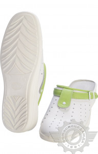 63190 Туфли Сабо "Комфорт" белые с салатовым  Медицинская обувь размер 38