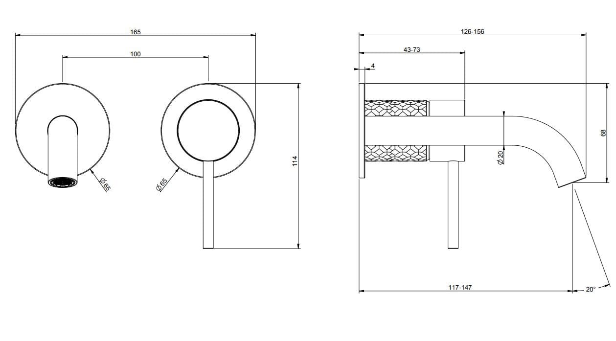 Настенный смеситель для раковины из нержавеющей стали с 2 отверстиями Gessi Messi316 ARCH-00062094 - Вид №4