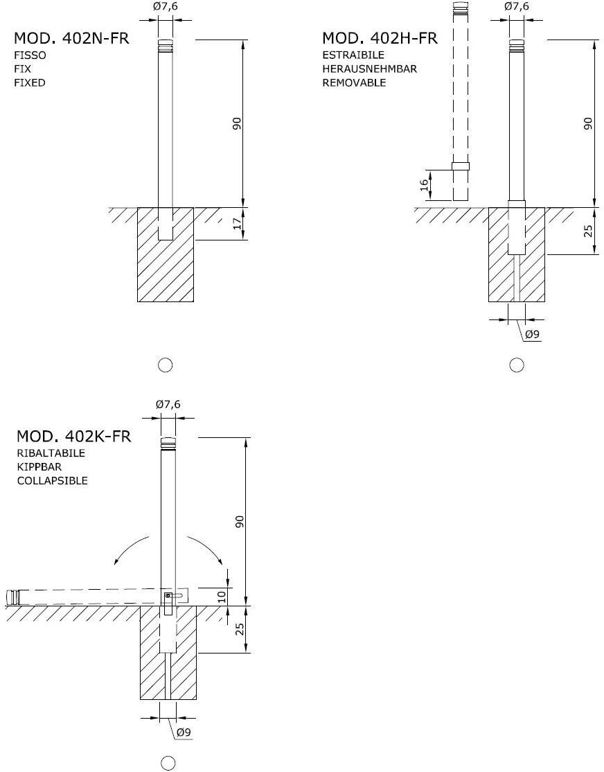 Euroform W Фиксированный металлический цилиндрический столбик Fritz 402  - Вид №3