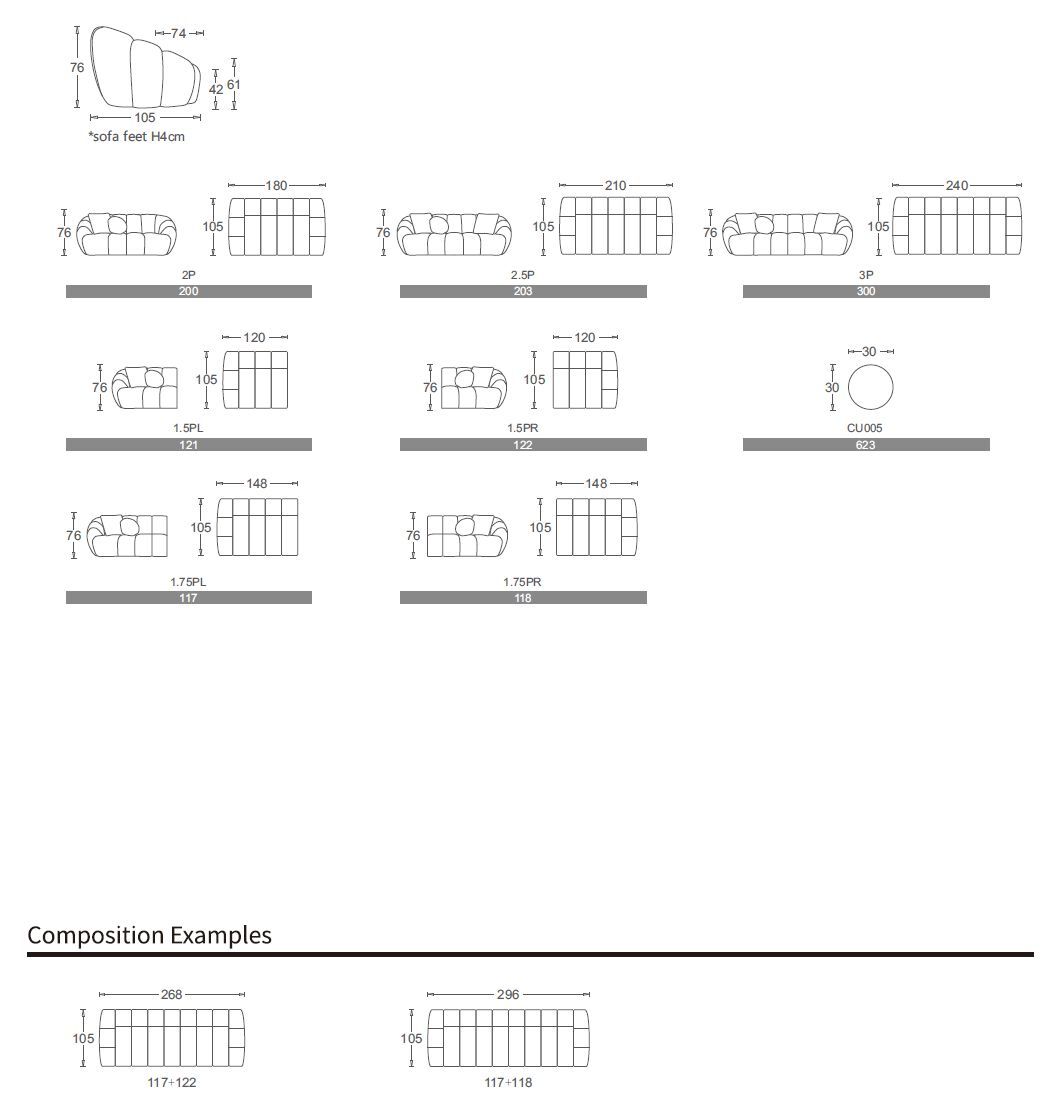 Ткань линейный диван CAMPO DE' FIORI CL383 ARCH-00005792 - Вид №3