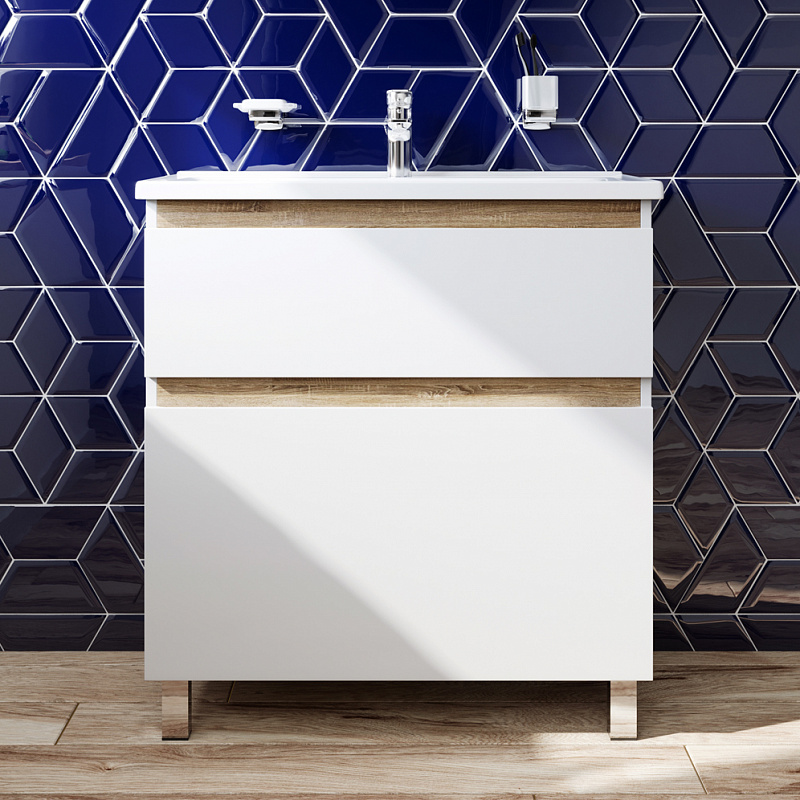 M85AFSX0802WG База под раковину напольная 80 см 2 ящика белый глянец AM.PM X-Joy 