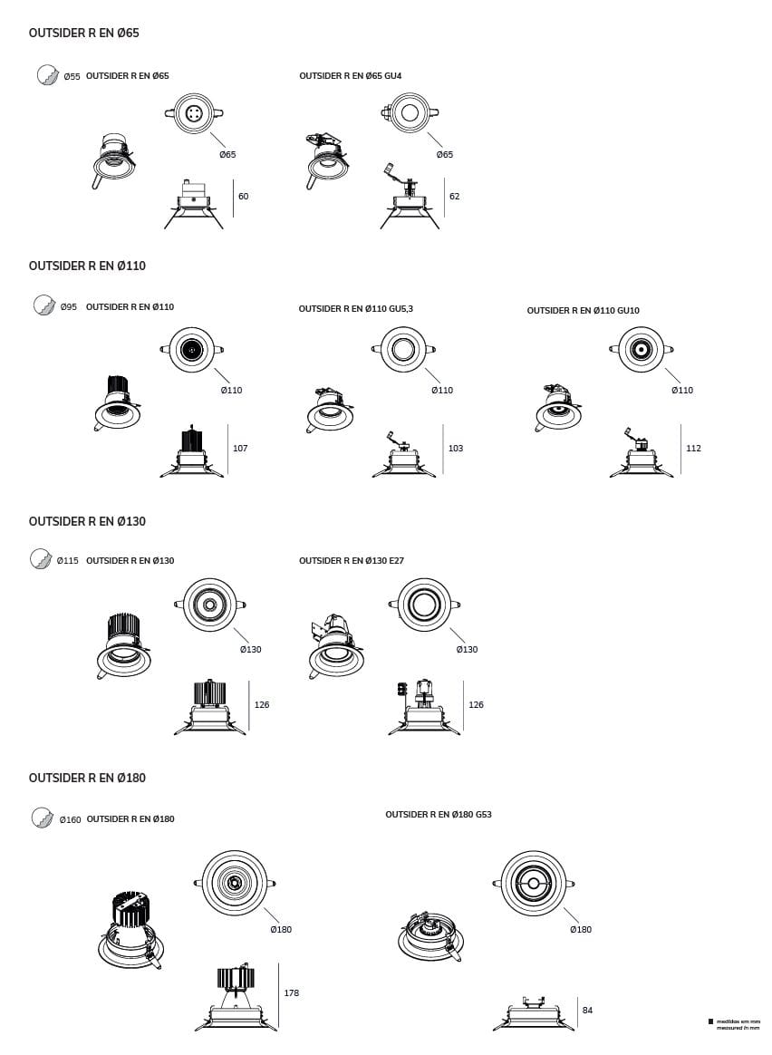Круглый утопленный алюминиевый потолочный светильник Exporlux OUTSIDER EN ARCH-00020378 - Вид №2