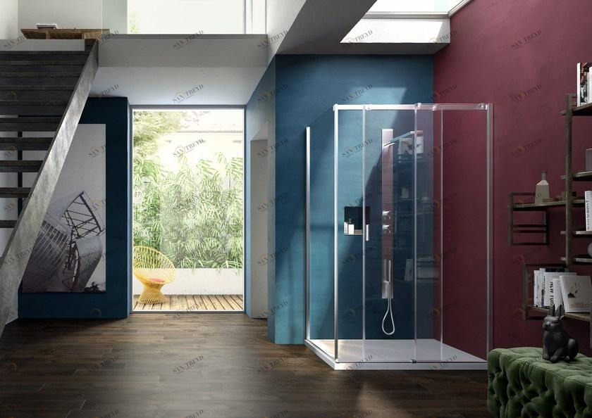 VISMARAVETRO Душевой уголок угловой с раздвижной дверцей 8000 sun-id-1360583