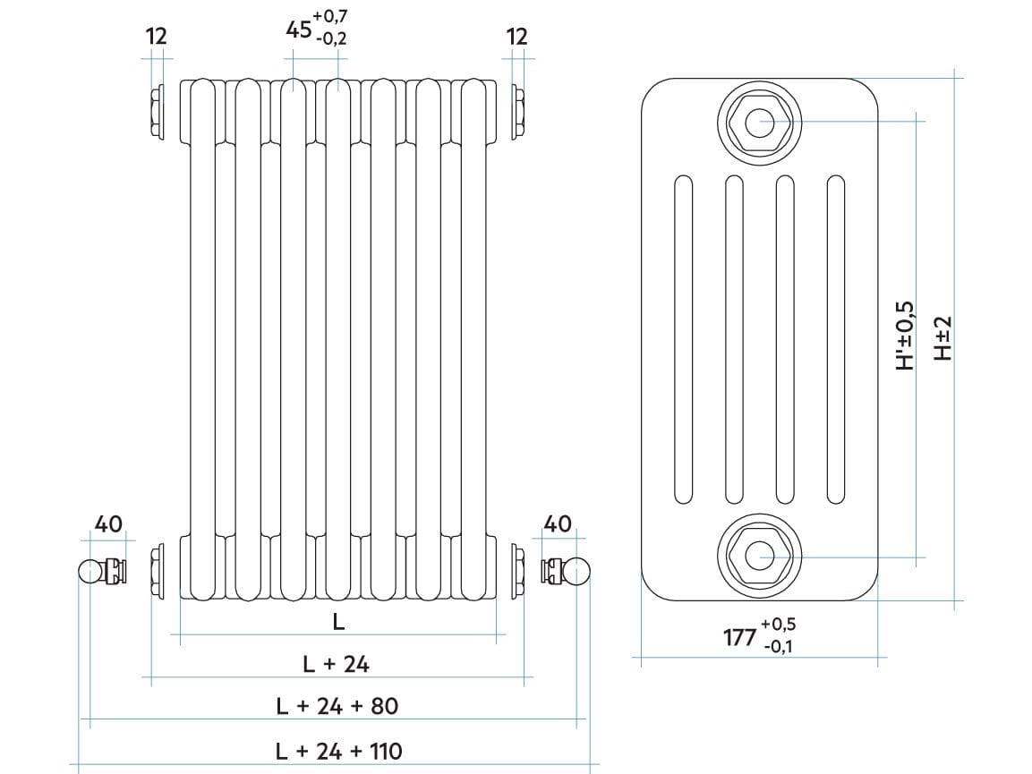 Стальной трубчатый радиатор с 5 колоннами Irsap тезис ARCH-00031319 - Вид №4