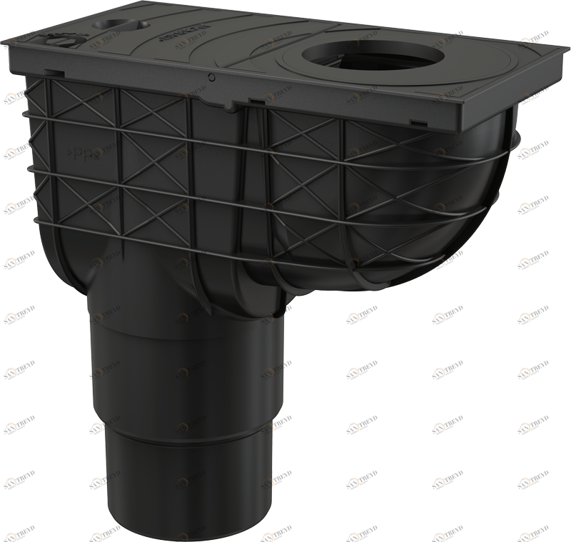 Ливнеотвод 300×155/125/110 мм, сток – прямой, черный ALCAPLAST AGV4