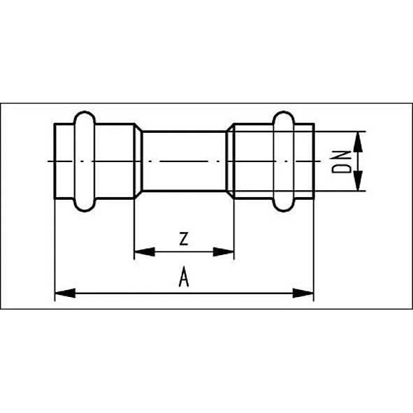 61827022 SANHA 18270 пр.-фит. нерж., упл.фитон муфта двойная ВПр 22 мм  - Вид №1