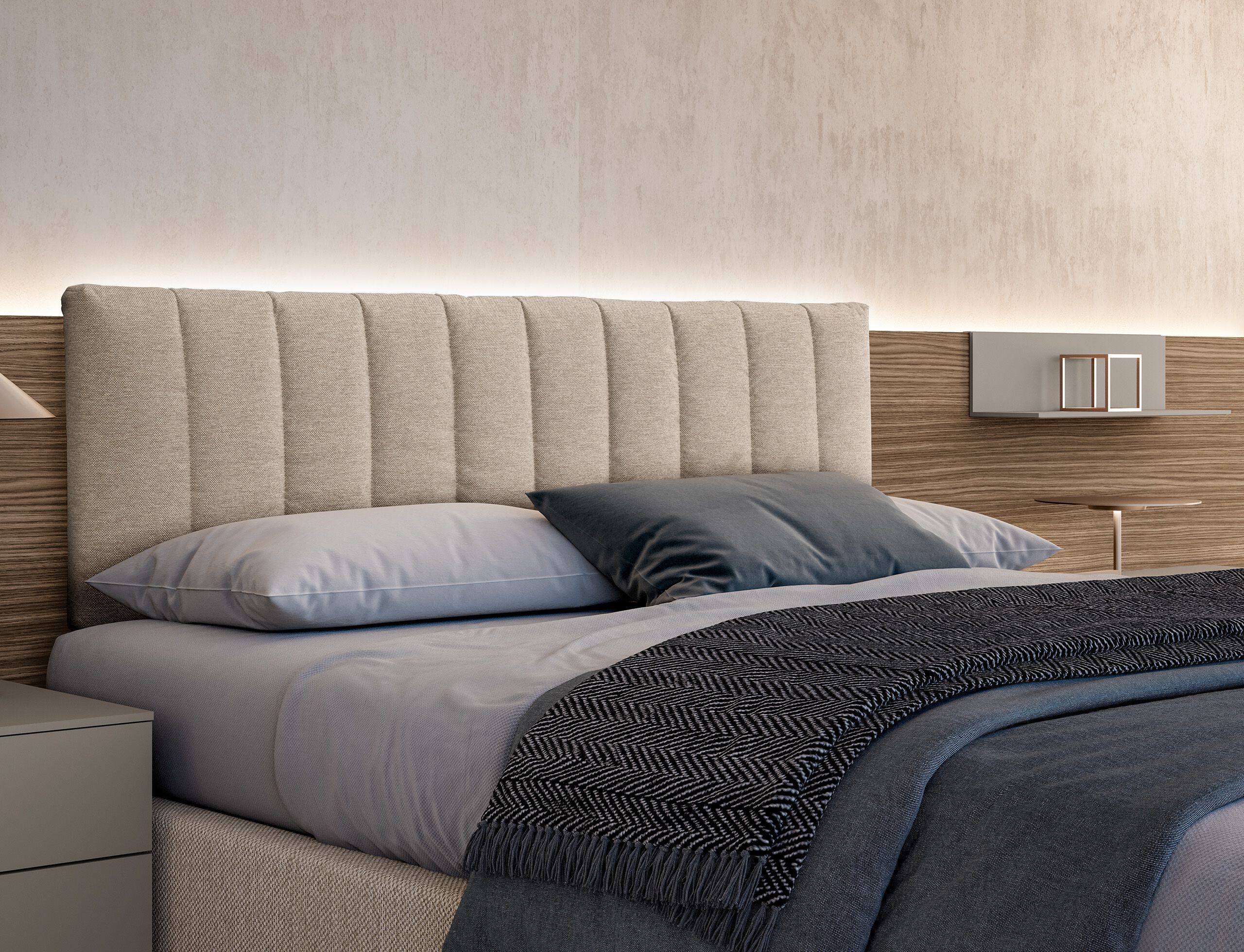 Деревянная двуспальная кровать со встроенным освещением Adok ARCH-00007776 - Вид №1