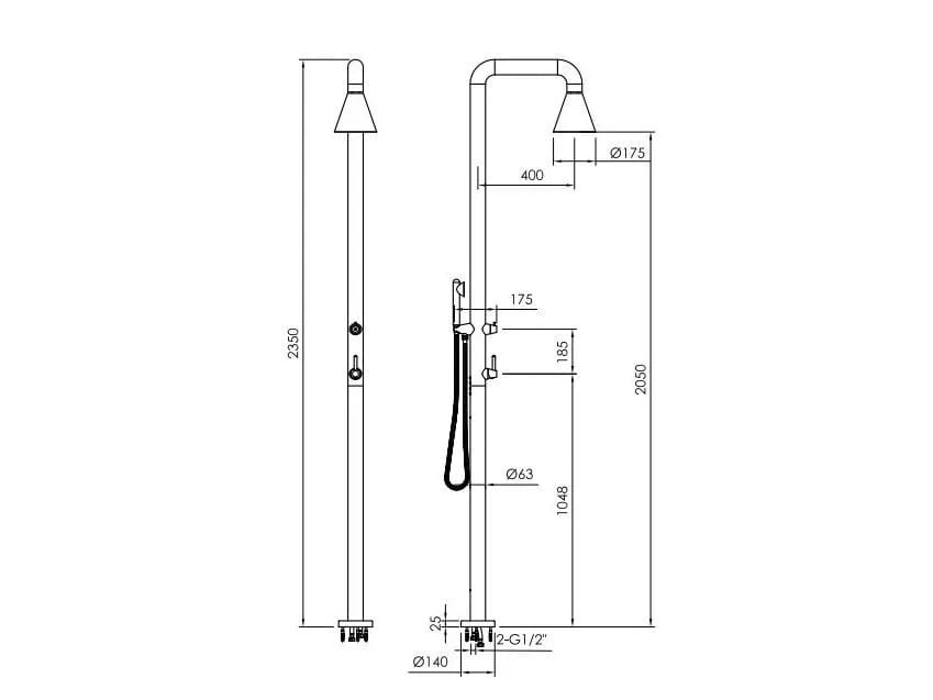 Напольная душевая колонка из нержавеющей стали с ручным душем JEE-O конус ARCH-00113363 - Вид №4