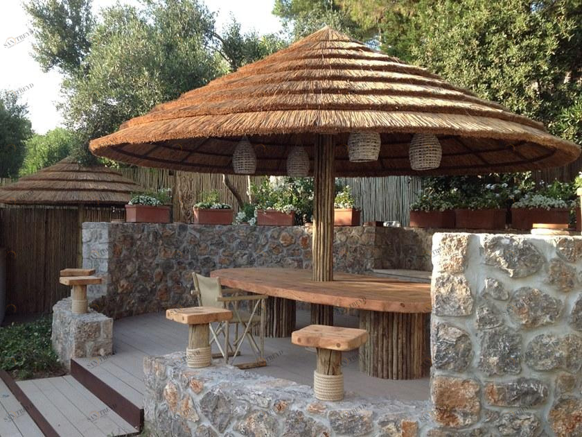 AFRICA STYLE Круглый макси-зонт в трости натуральной головы Greneer outdoor Kbr500_c