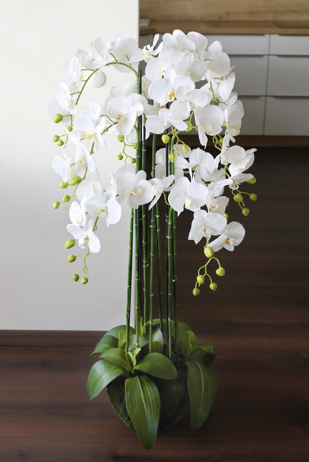 2860 777 a3 Пластиковая орхидея Phalaenopsis с 'почвой', 9-кратная, 120 см, real touch, белая H-andreas  - Вид №11