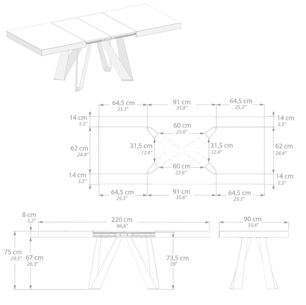 Выдвижной прямоугольный стол из железа с меламиновой столешницей Mobili Fiver ROMINA ARCH-00069646 - Вид №89