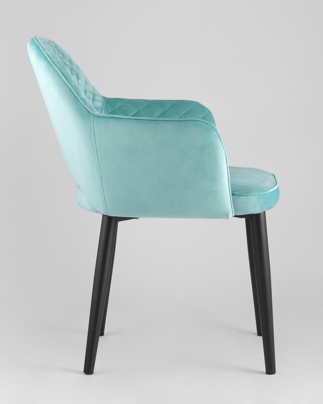 Стул с подлокотниками мягкий мятный с черными металлическими ножками "Венера диамант" STOOL GROUP ДИЗАЙНЕРСКИЕ 00-3881941 Голубой  - Вид №2
