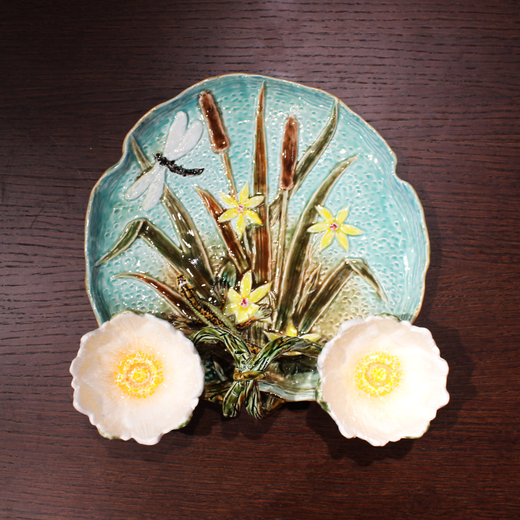 Блюдо для закусок (с двумя кувшинками) Голубой PROVANSFAIENCE sun-id-994603 - Вид №12