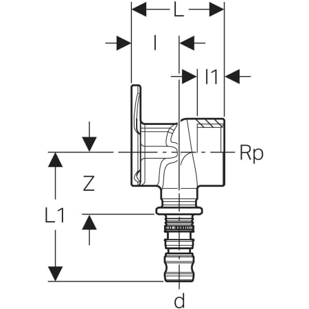 603.294.00.5 Водорозетка Geberit Mepla 90° Geberit  - Вид №2