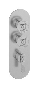 Комплект наружных частей термостата на 2 потребителей - вертикальная овальная панель с ручками Bold WE ARE IB eua212ssnb1 Brushed Nickel Aqua