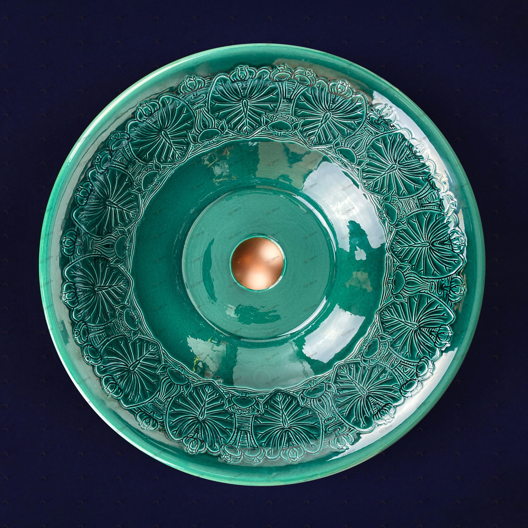 Кувшинки Накладная раковина на столешницу  овальная PROVANSFAIENCE 