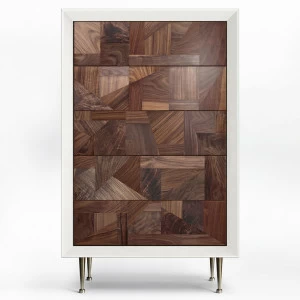 Комод в белом корпусе с 5 ящиками американский орех Puzzle ACWD PUZZLE 00-3981944 Белый;коричневый;орех