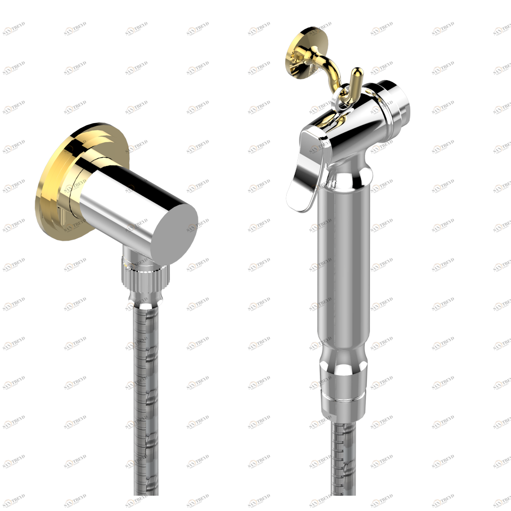 G2L-5840/7 Душ гигиенический: 1.25 м шланг, крючок, вывод для душа и лейка с клапаном (возможны только следующие покрытия A02, B01,C01, D03, E02, F01, G01,G02) Thg-paris Faubourg - чёрный фарфор Хром/золото G2L 5840/7 CAT.A