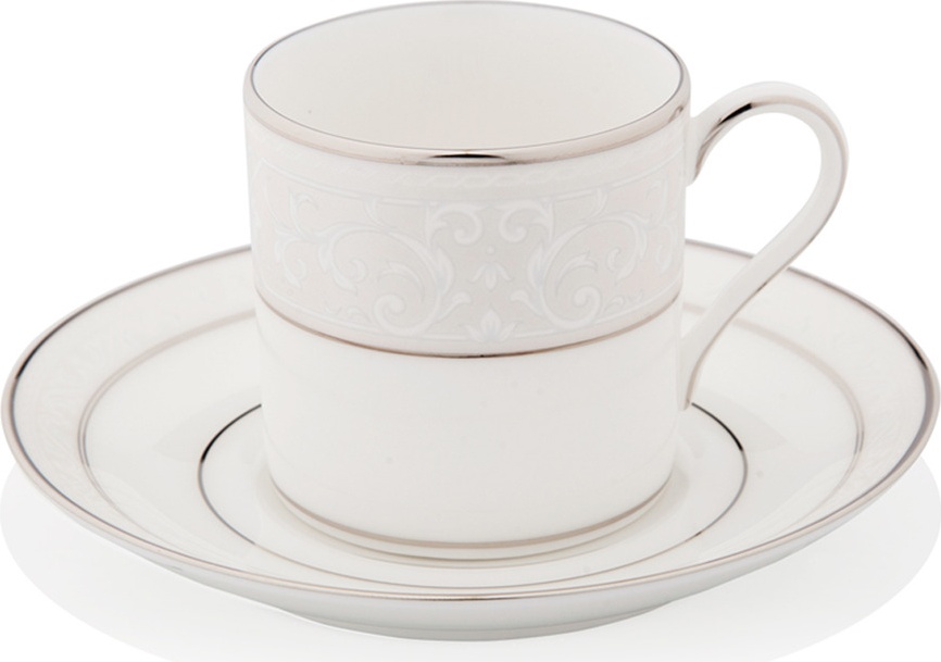 10665450 Noritake Набор из 2 чашек кофейных с блюдцами Noritake "Монтвейл, платиновый кант" 90мл Фарфор костяной 
