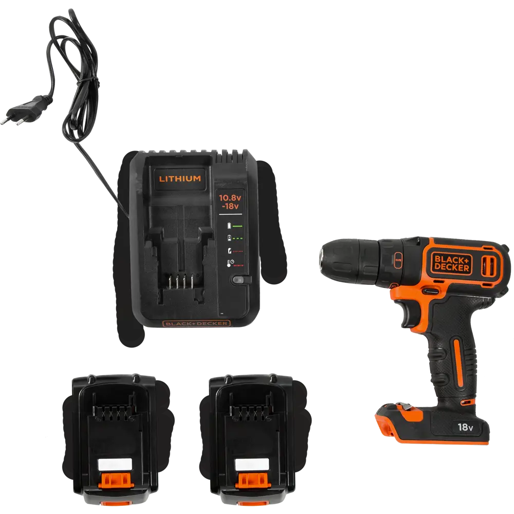 Шуруповерт аккумуляторный Black&Decker BDCDC18K1B, 18 В Li-ion 2х1.5 Ач 82328736 STLM-2027213 BLACK + DECKER  - Вид №4