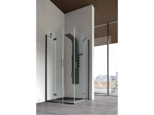 Стеклянная угловая душевая кабина с распашной дверью