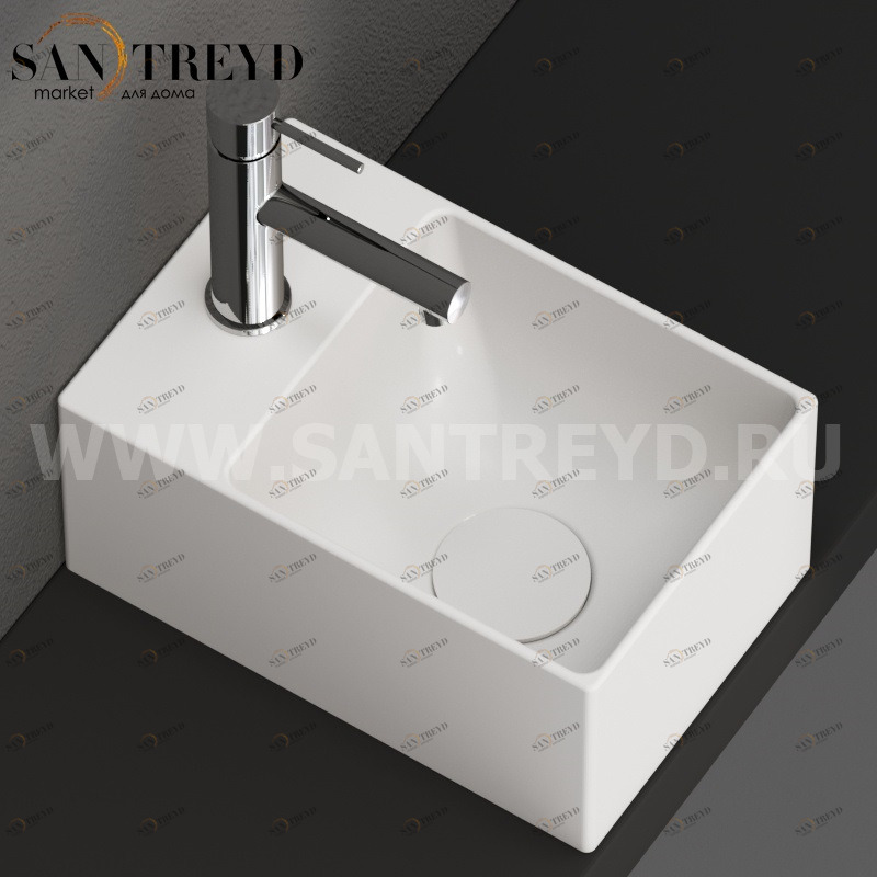 B6R30BO Подвесная раковина настенная прямоугольная Ceramica Globo T-EDGE белая