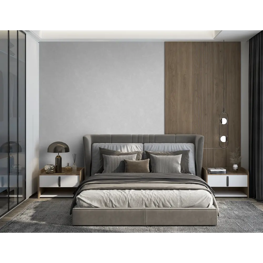 Обои флизелиновые Wallsecret Pazzle светло-серые с геометрическим рисунком 89416664 STLM-1565567 - Вид №3