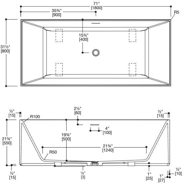 Blu Bathworks® Прямоугольная ванна синего цвета ∙ stone ™ Metrix Bt0203.01 - Вид №4