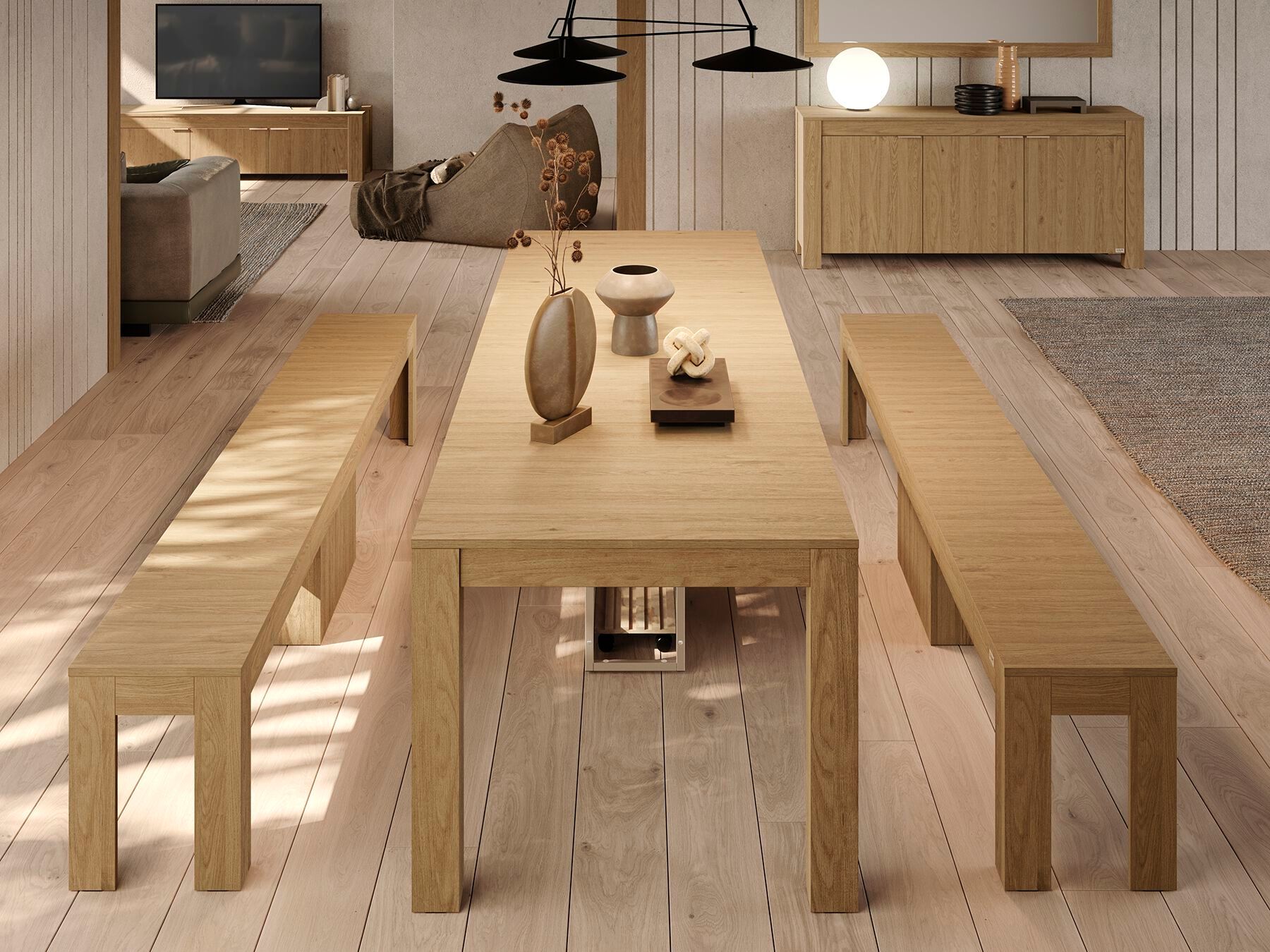 Выдвижная прямоугольная консоль из дуба Mobili Fiver Rachele ARCH-00120260 - Вид №4